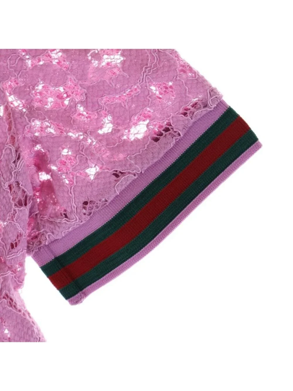 Gucci Polo Shirt Lace Short Sleeve Pink